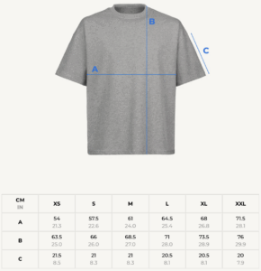 Oversized Shirt Größentabelle